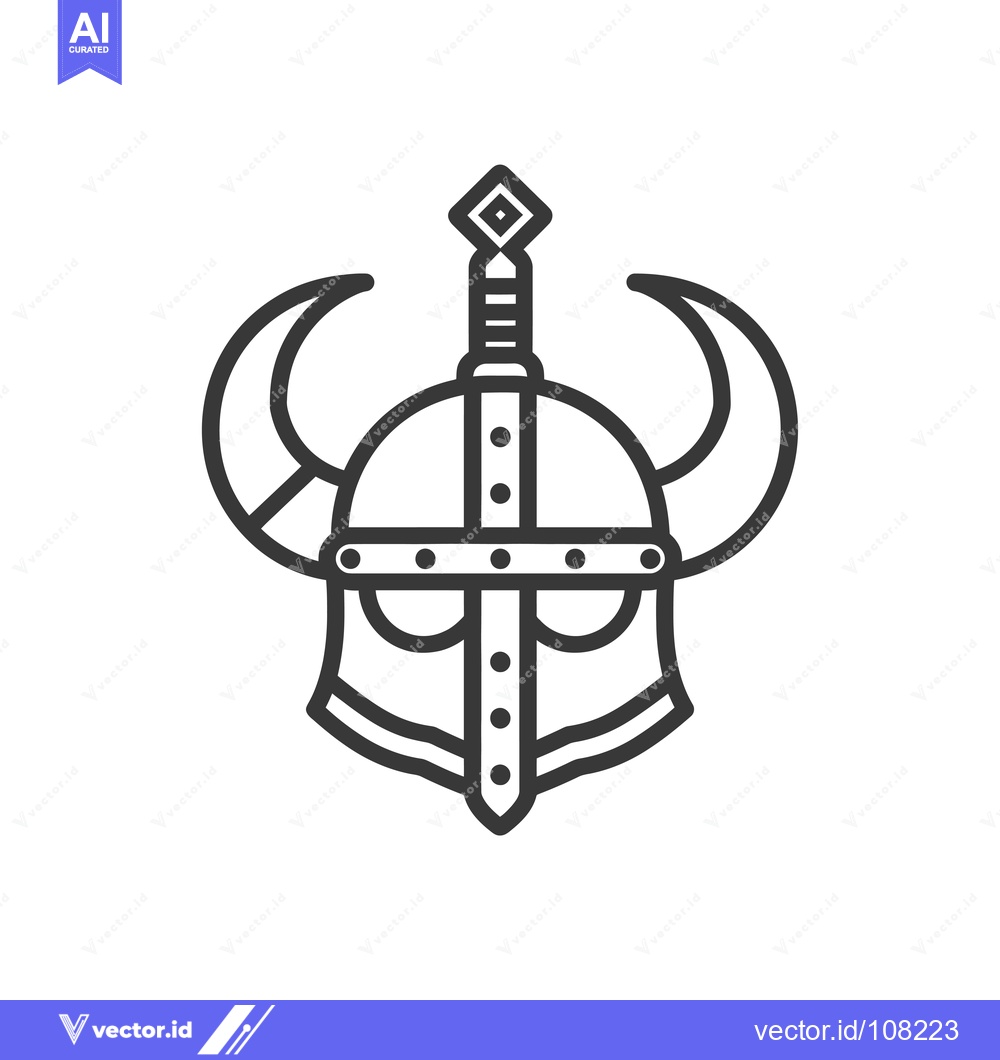 Premium Vector dari Viking Helmet with Sword Design