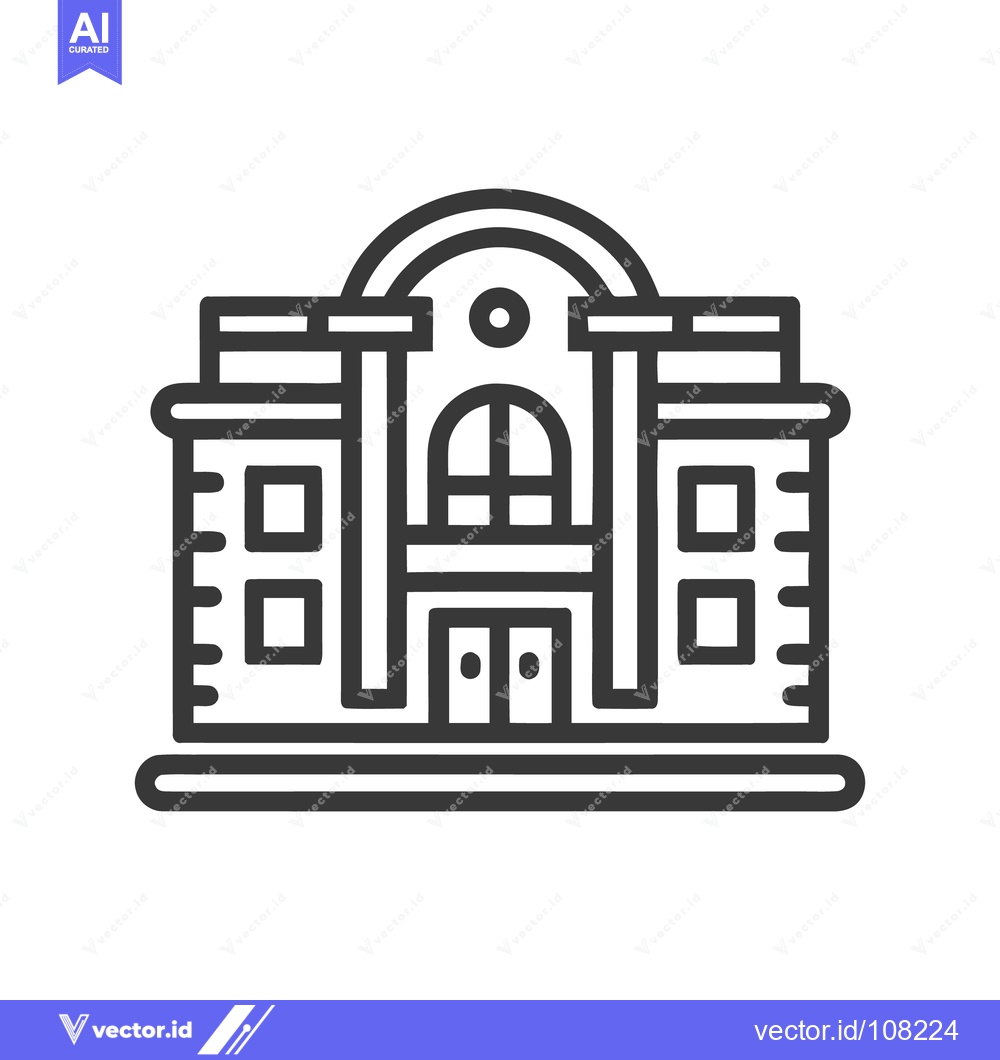 Premium Vector dari Minimalist Building Icon with Arched Entrance and Symmetrical Design
