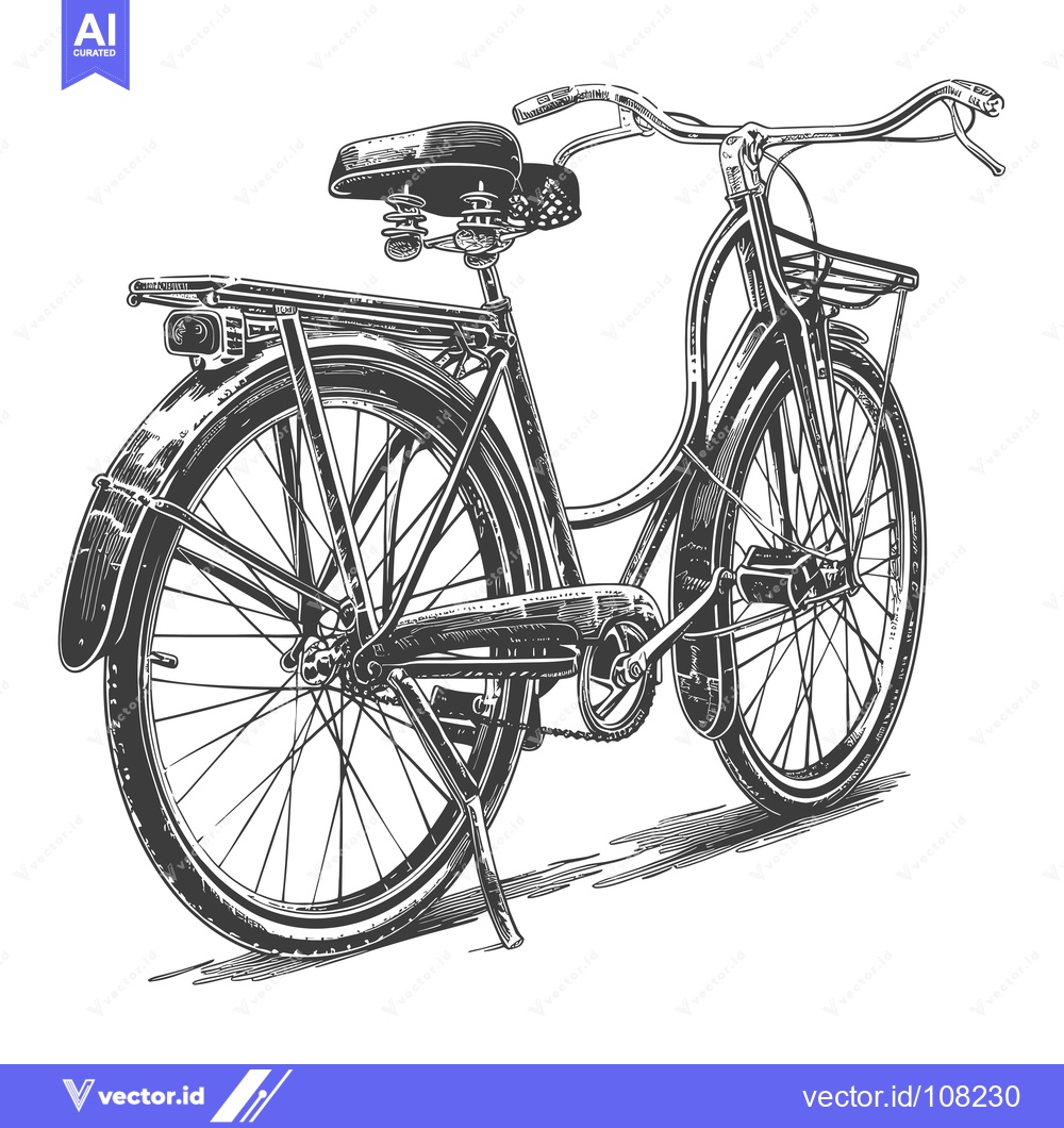 Premium Vector of Vintage Bicycle with Hand Drawn Sketch Style
