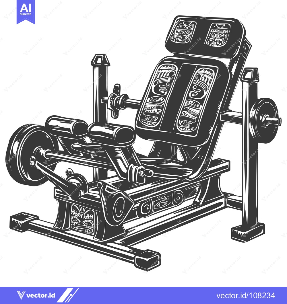 Premium Vector of Vintage Black and White Illustration of a Leg Press Machine