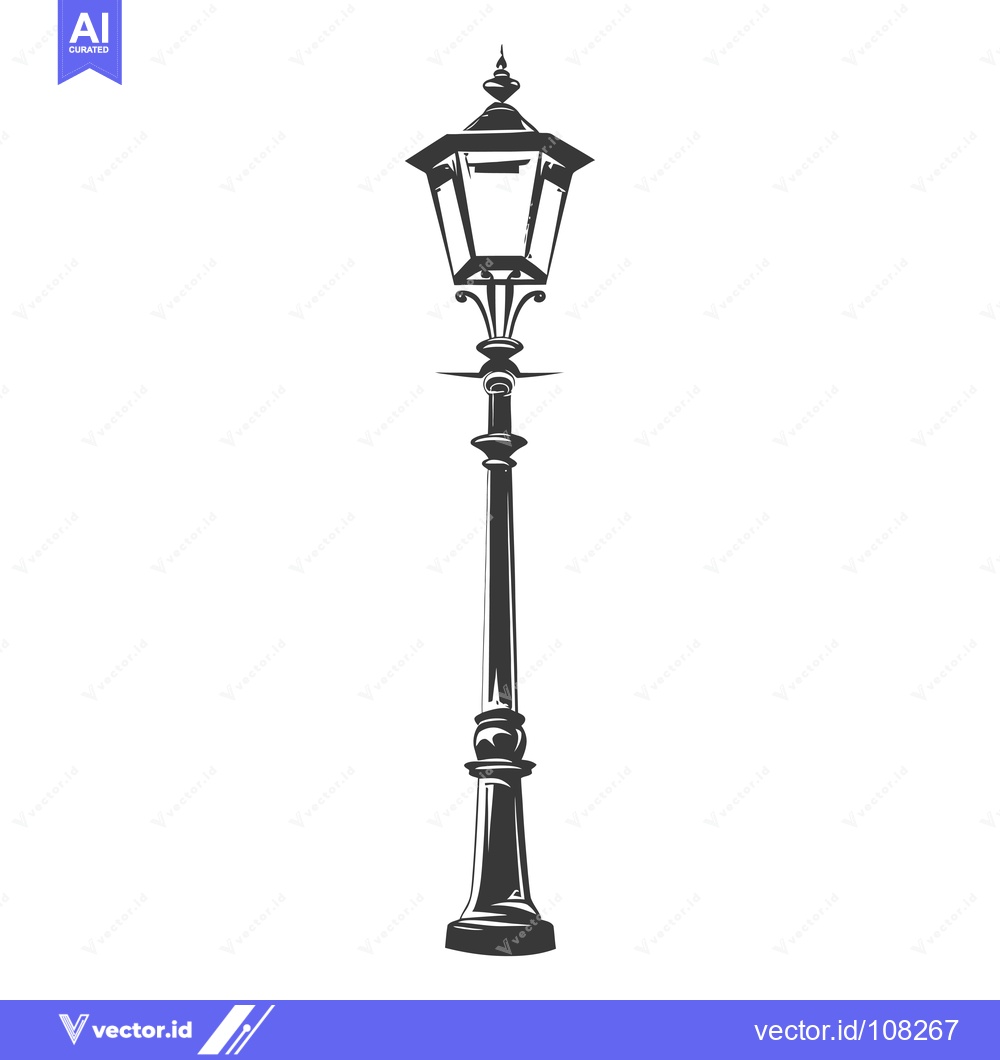 Premium Vector of Vintage Ornamental Street Lamp Illustration