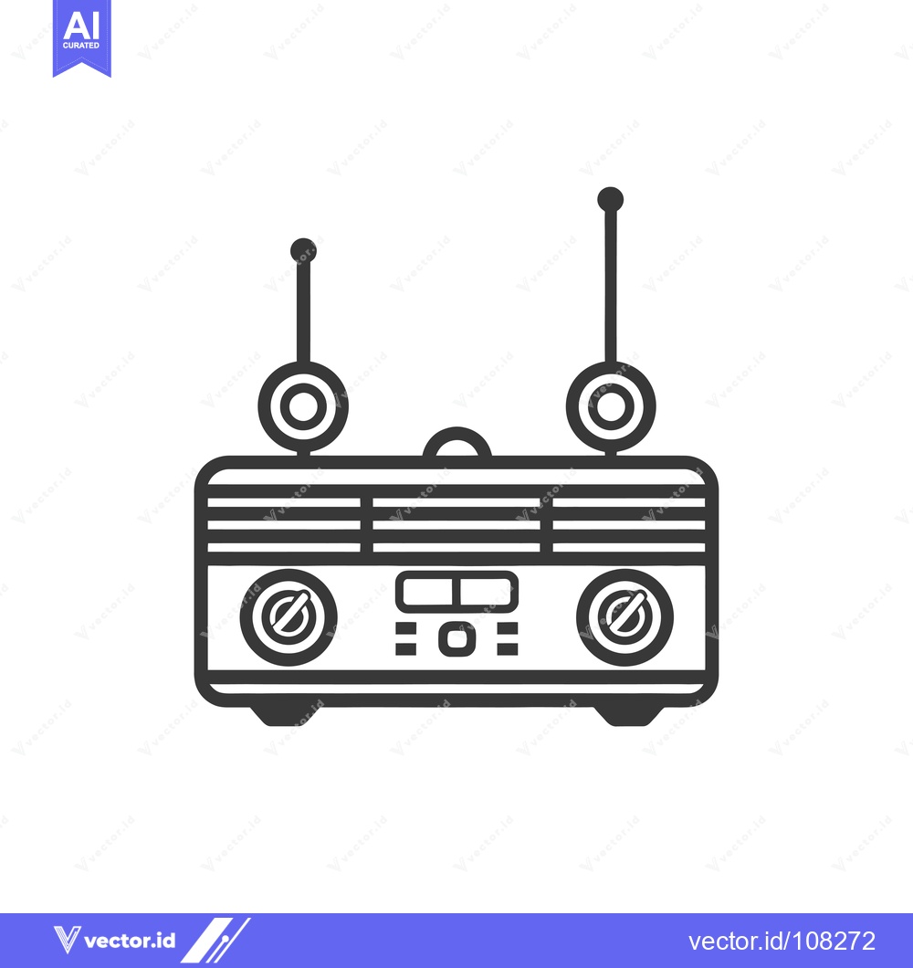 Premium Vector dari Vintage Radio with Two Antennas and Knobs