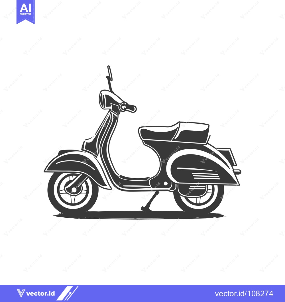 Premium Vector dari Vintage Scooter Side Profile in Black and White