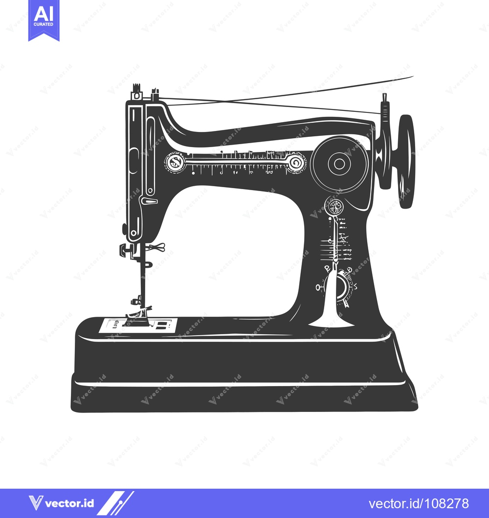 Premium Vector dari Vintage Sewing Machine Illustration in Black and White