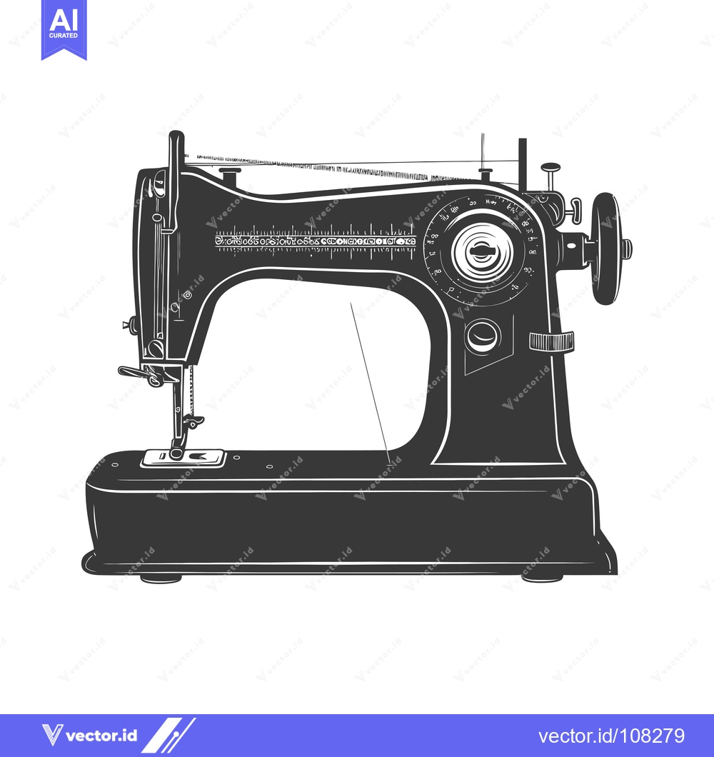 Premium Vector dari Vintage Sewing Machine Illustration in Black and White