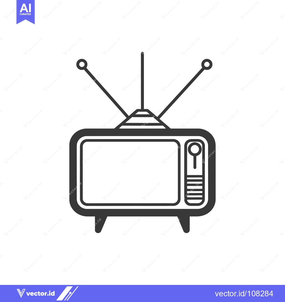 Premium Vector of Vintage Television with Antenna and Control Knobs