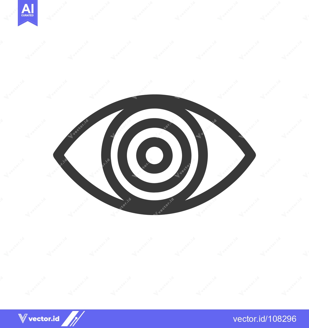 Premium Vector dari Minimalist Eye Icon with Concentric Circles, Dark Gray on White Backgr