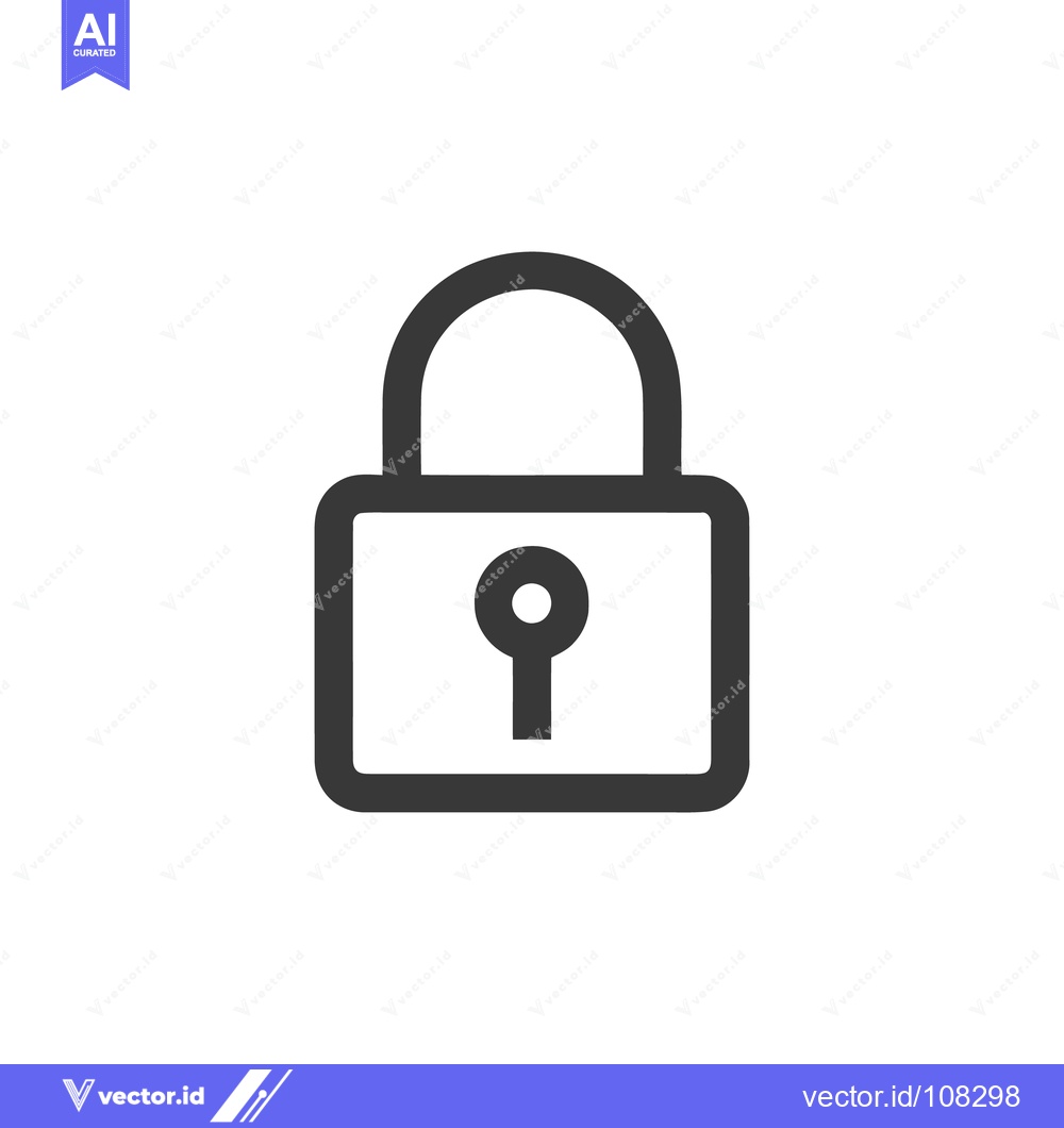 Premium Vector dari Simple Dark Gray Padlock Icon on White Background, Security Symbol