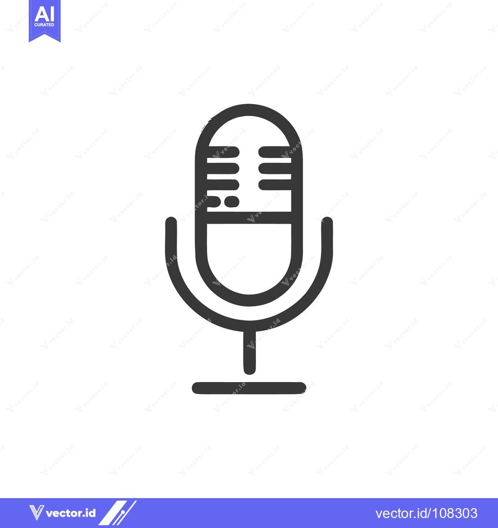 Premium Vector dari Minimalist Microphone Icon: Retro Style, Clean Lines, Podcast Ready