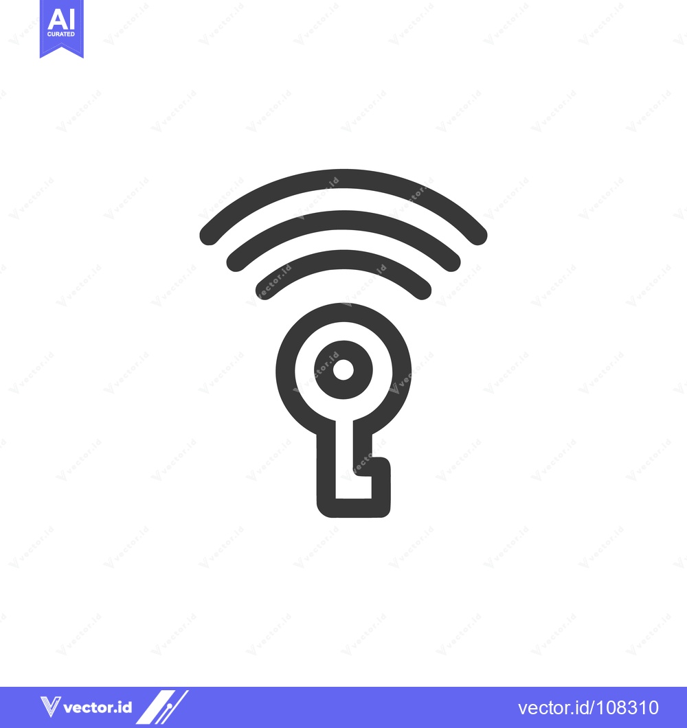 Premium Vector of Smart Key Icon: Digital Security with Wireless Connectivity Symbol