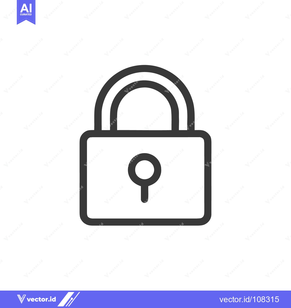 Premium Vector dari Minimalist Black Padlock Icon on White Background: Security Symbol