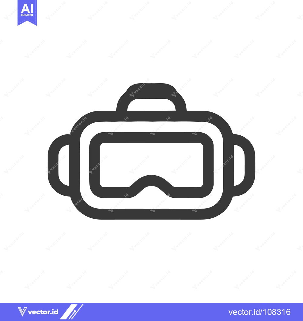 Premium Vector dari Minimalist VR Headset Icon: Bold Outline on White Background