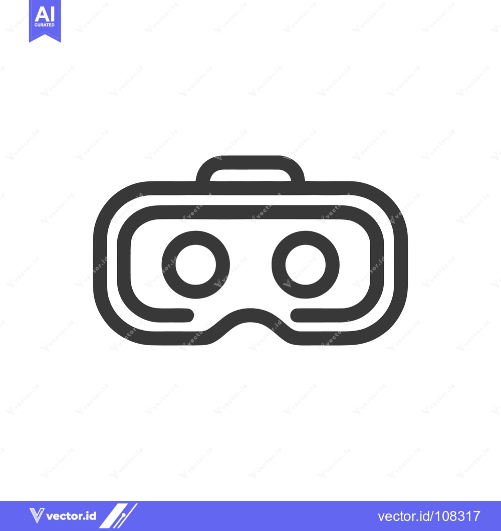 Premium Vector of Minimalist VR Headset Icon: Bold Outline on White Background, Technolo