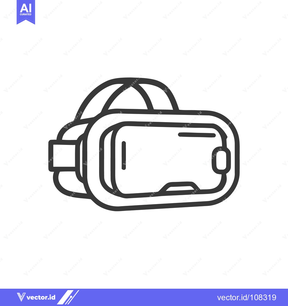 Premium Vector dari Minimalist VR Headset Outline: Modern Technology Icon on White Backgro