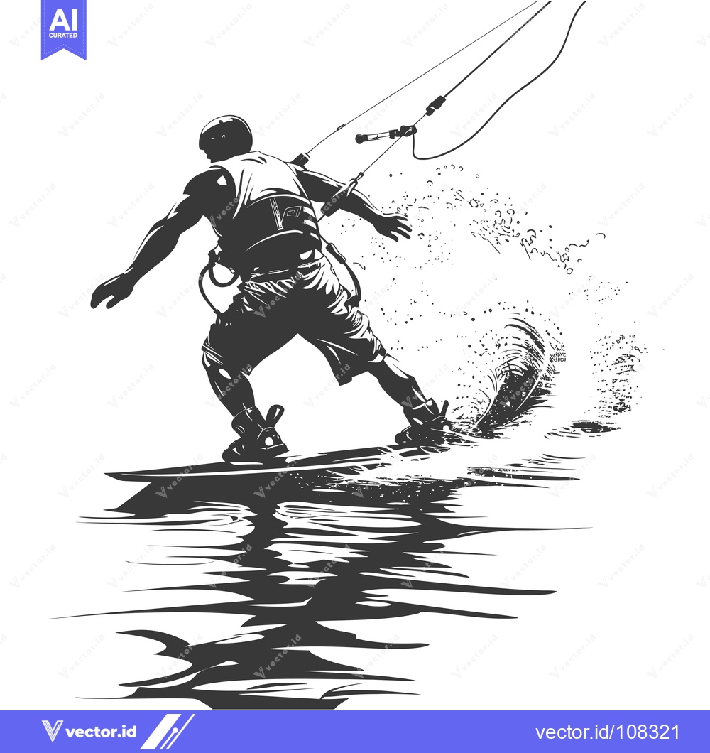 Premium Vector dari Wakeboarder performing a trick while airborne on a wakeboard
