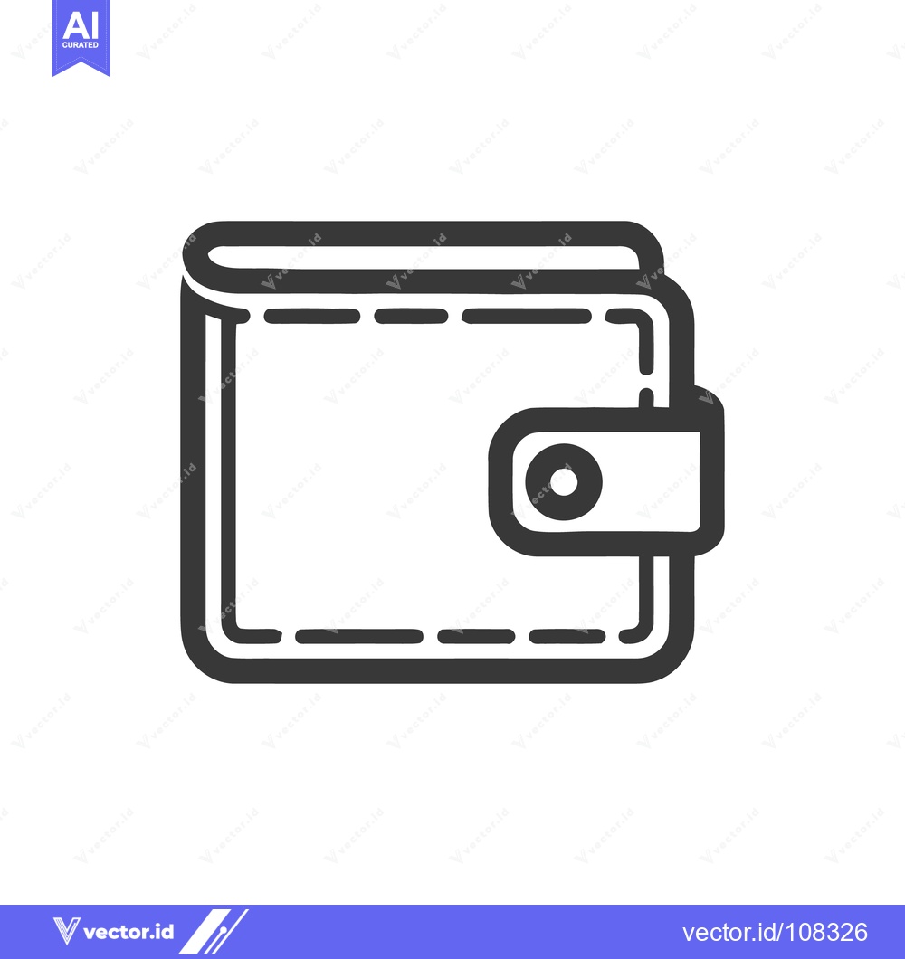Premium Vector of Minimalist Wallet Icon: Bold Outline, Secure Closure, Modern Design