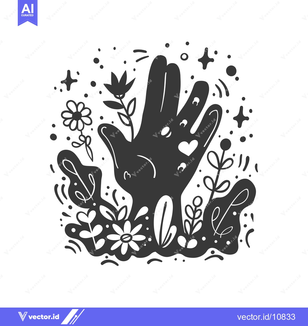 Premium Vector dari A Black Hand Emerging from a Field of Flowers