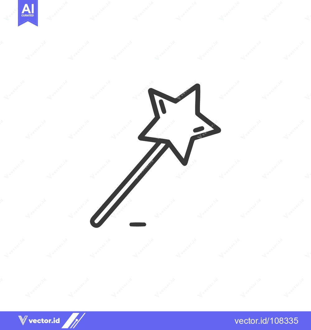 Premium Vector dari Minimalist Magic Wand Icon: Star-Tipped, Clean Line Art Design
