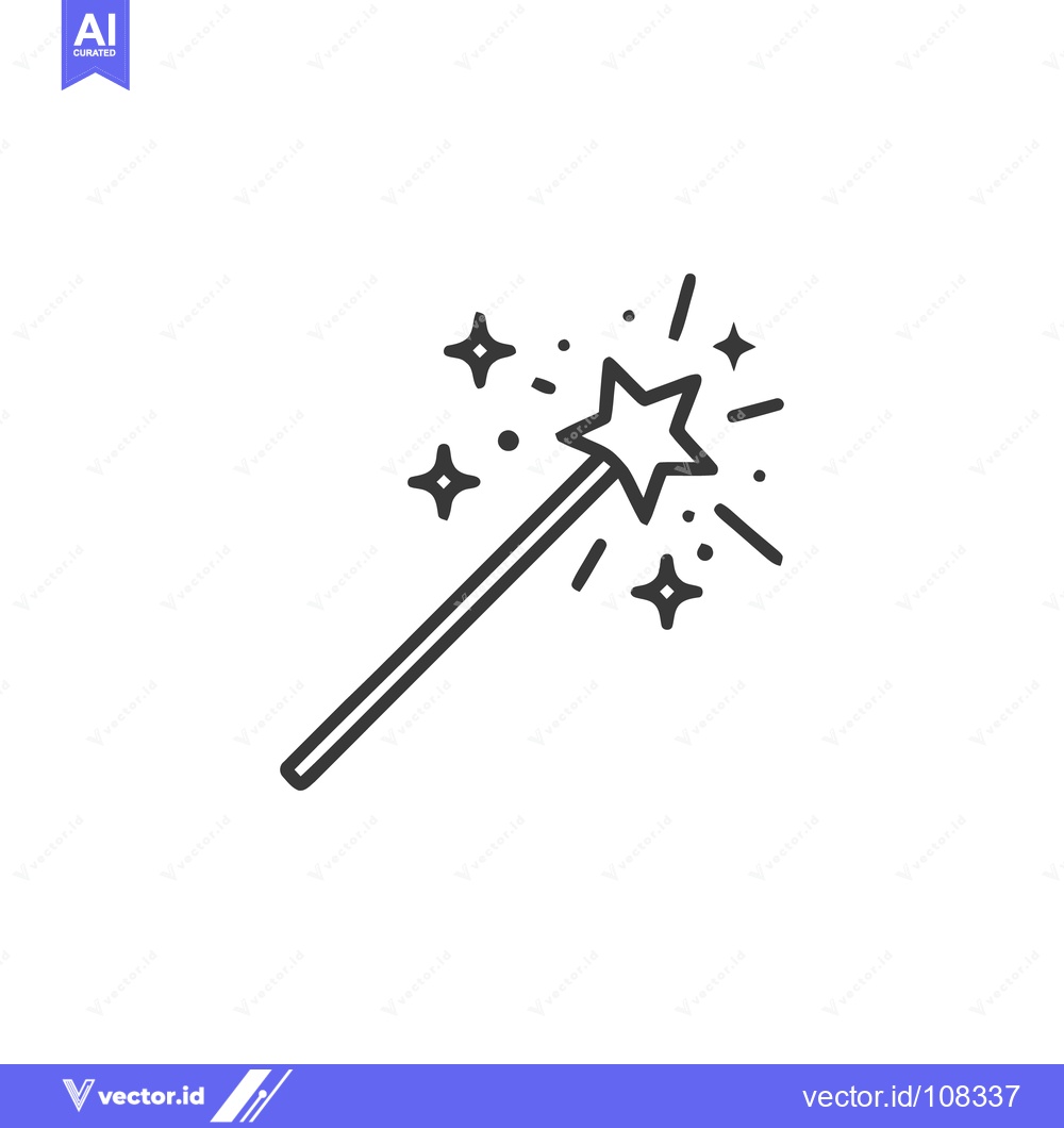 Premium Vector of Magical Wand Icon: Sparkling Star with Radiating Light and Smaller Sta