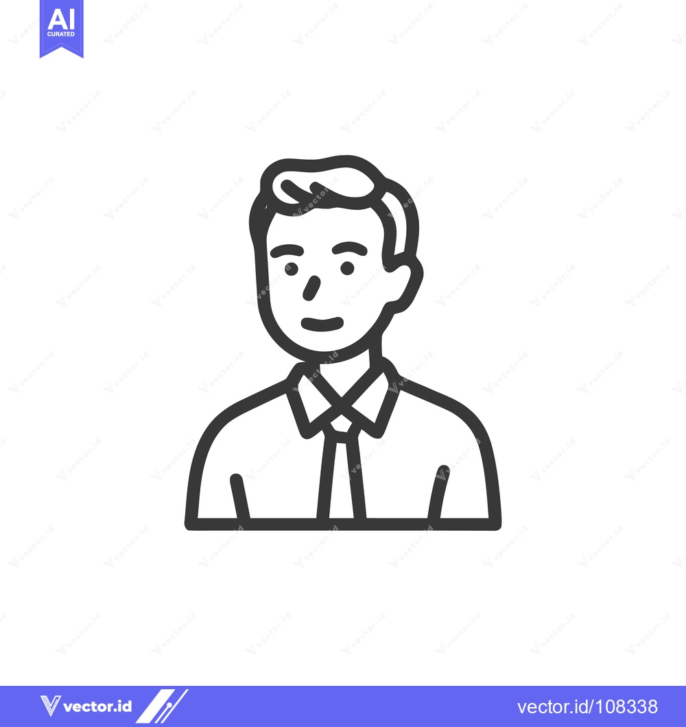 Premium Vector dari Minimalist Line Art: Smiling Man in Shirt and Tie Icon