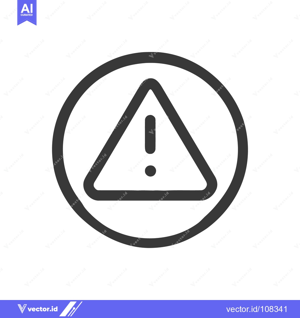 Premium Vector dari Simple Warning Sign: Dark Gray Triangle with Exclamation Point in Circ