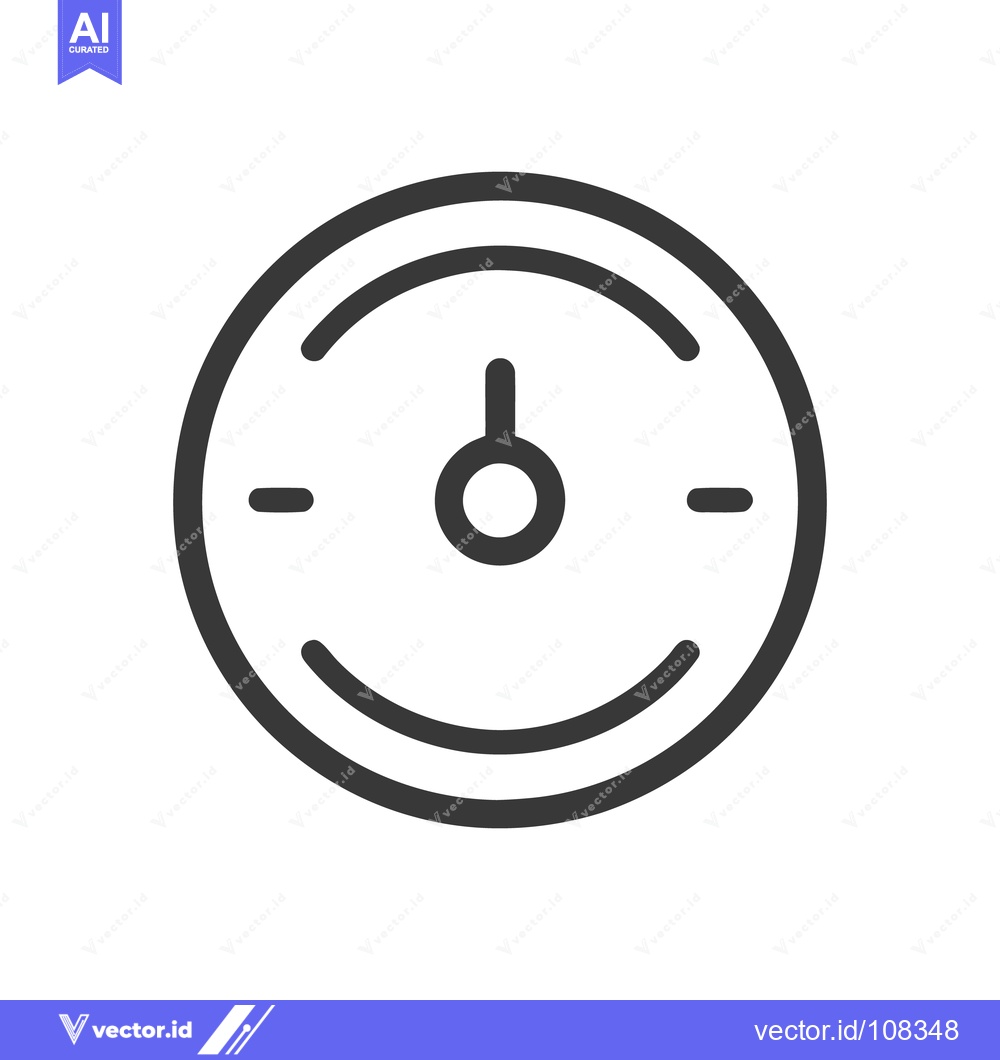 Premium Vector dari Minimalist Speedometer Icon: Circular Gauge with Needle and Markers