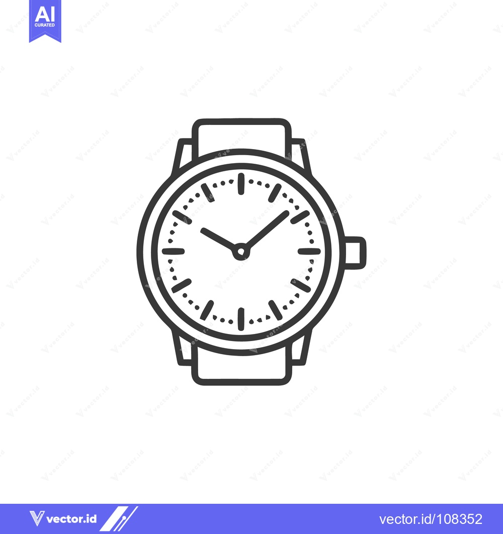 Premium Vector of Minimalist Watch Icon: Precise Timekeeping in a Clean Design