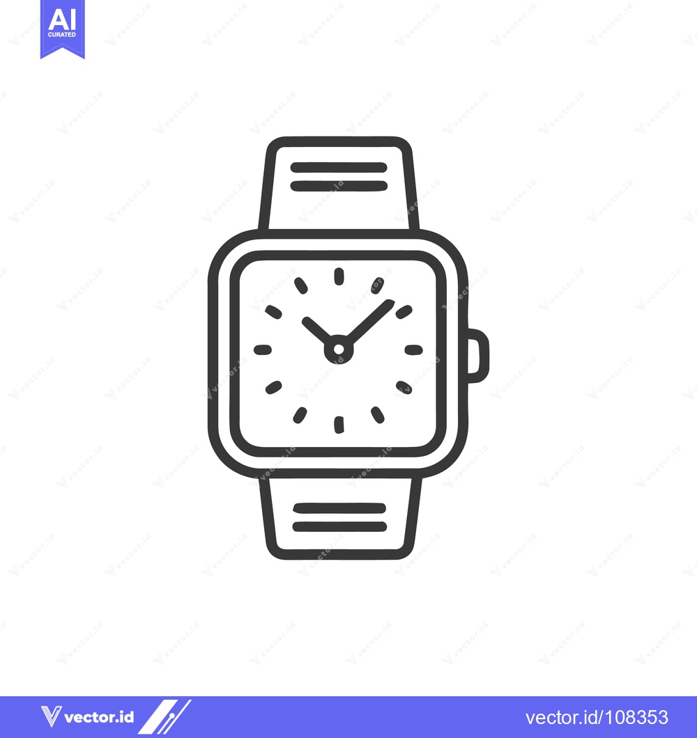 Premium Vector dari Minimalist Square Watch Icon: Timepiece with Clean Line Design