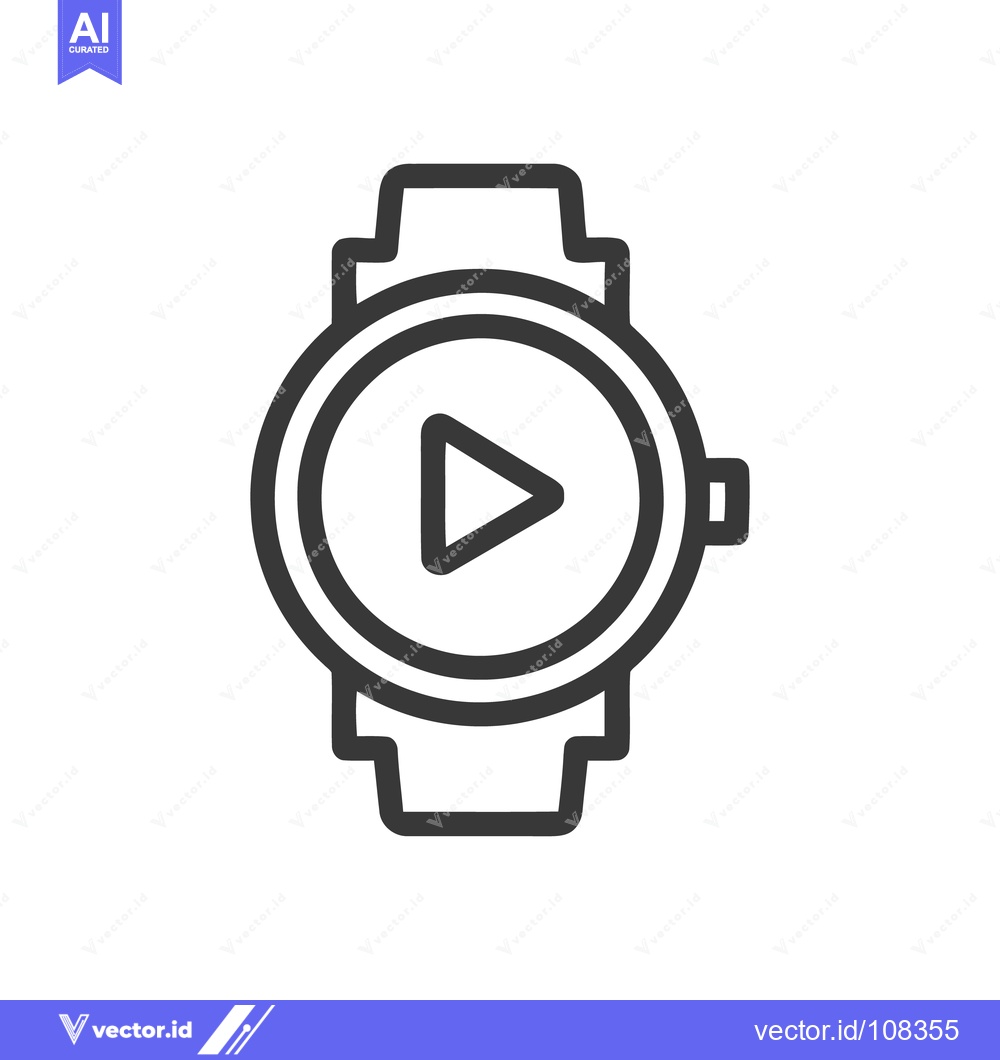 Premium Vector dari Smartwatch with Play Button: Modern Technology Icon in Bold Outline St