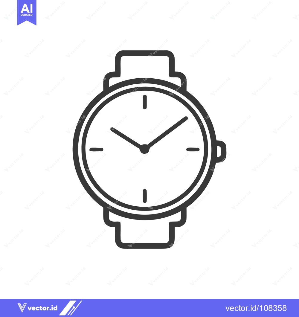 Premium Vector dari Minimalist Watch Icon: Classic Design with Bold Outline on White Backg