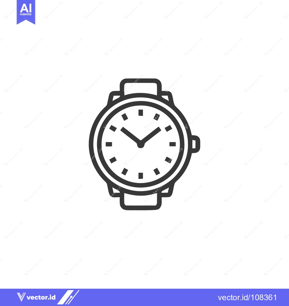 Premium Vector dari Minimalist Wristwatch Icon: Timepiece with Bold Outline and Classic De