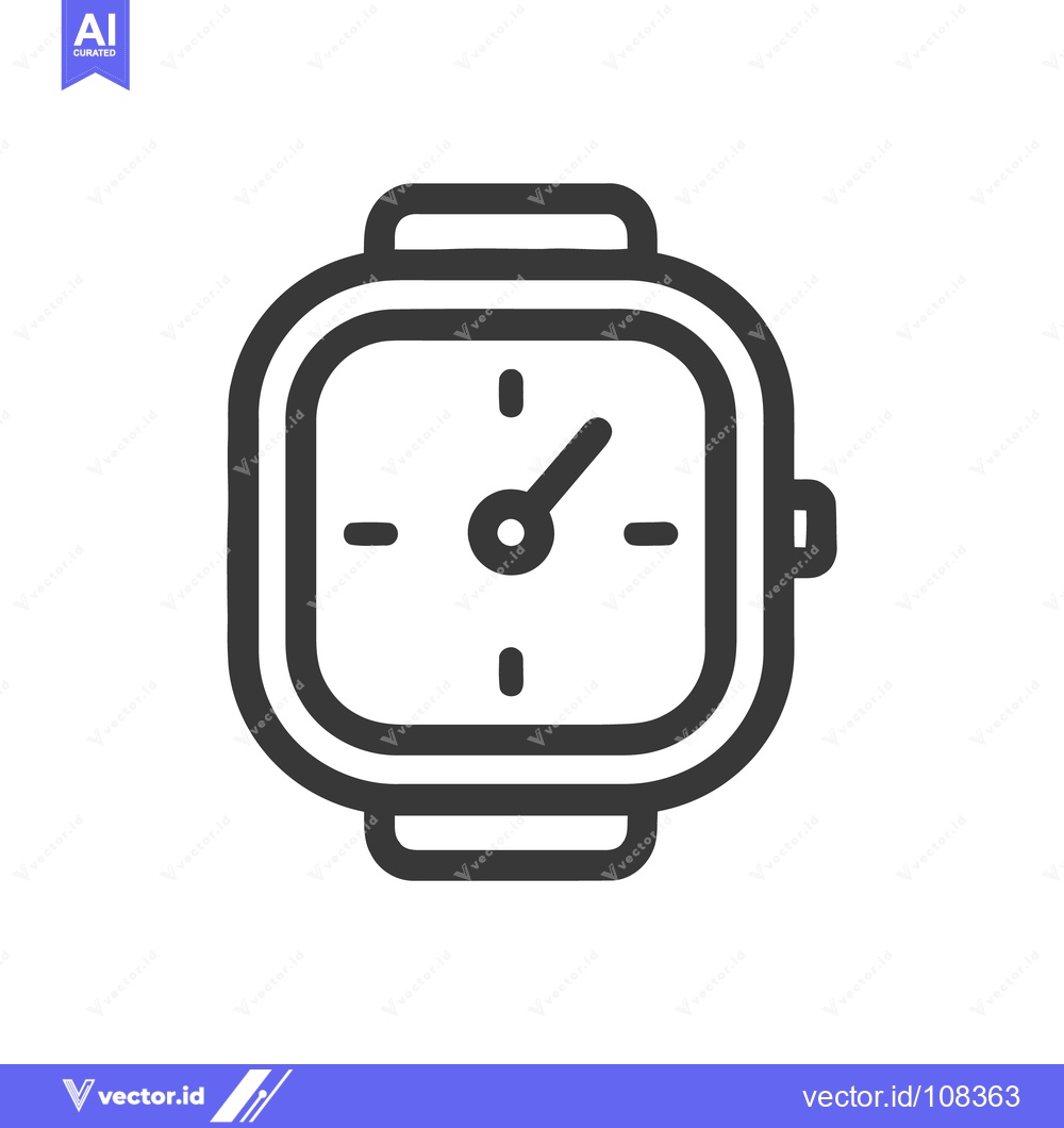 Premium Vector dari Minimalist Square Watch Icon with Bold Outline and Simple Design