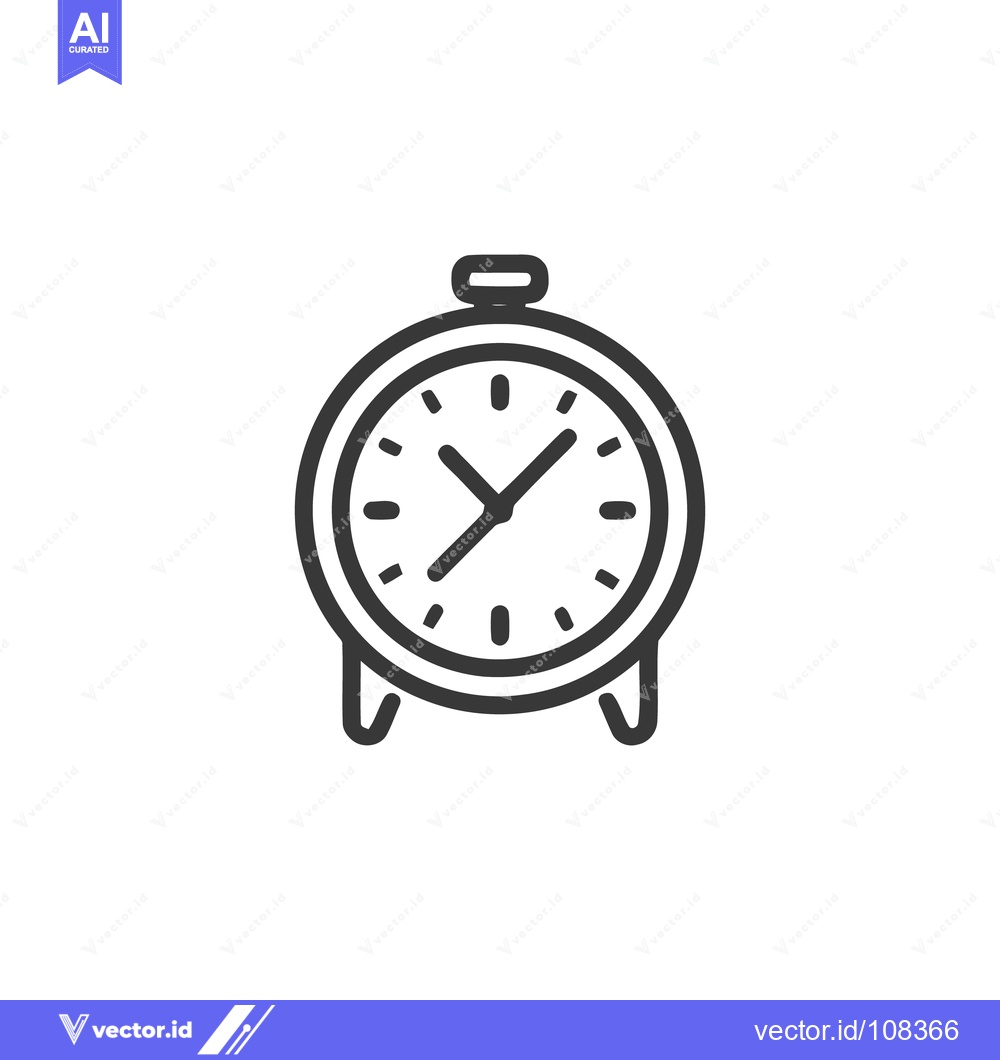 Premium Vector of Minimalist Alarm Clock Icon with Bold Outline and Classic Design