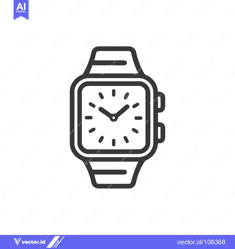 Premium Vector of Minimalist Smartwatch Icon: Modern Timepiece with Square Face Design