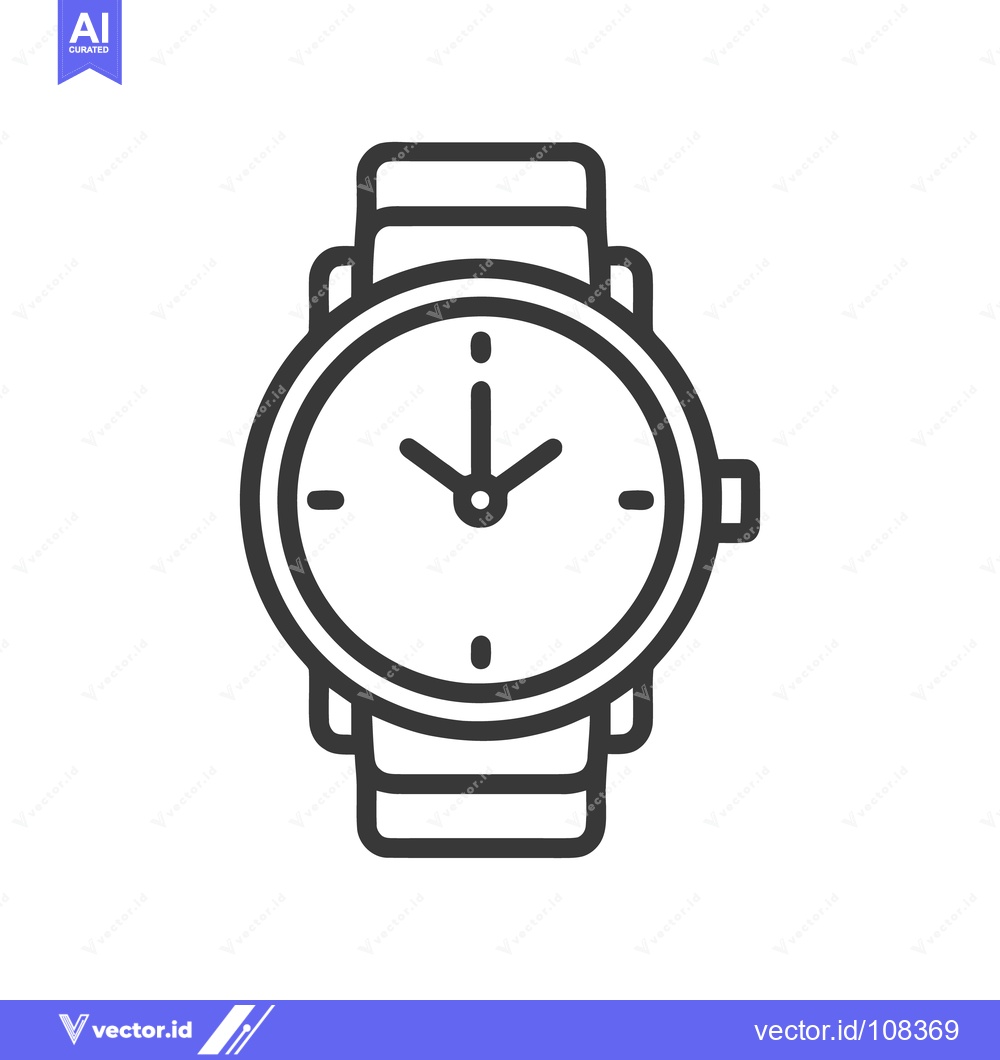 Premium Vector of Minimalist Wristwatch Icon: Classic Design, Timekeeping Symbol, Modern