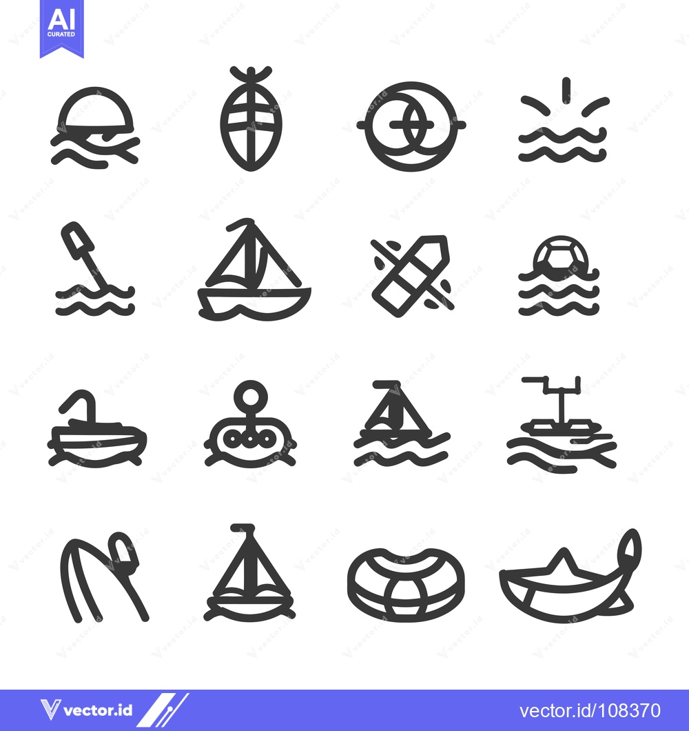 Premium Vector dari Water Activities Line Icons Set