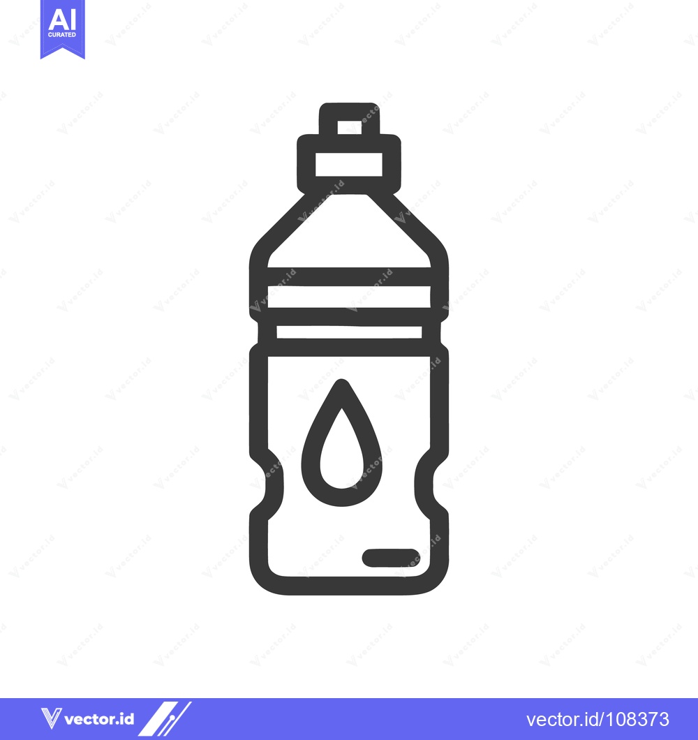 Premium Vector of Minimalist Water Bottle Icon with Drop Symbol on White Background