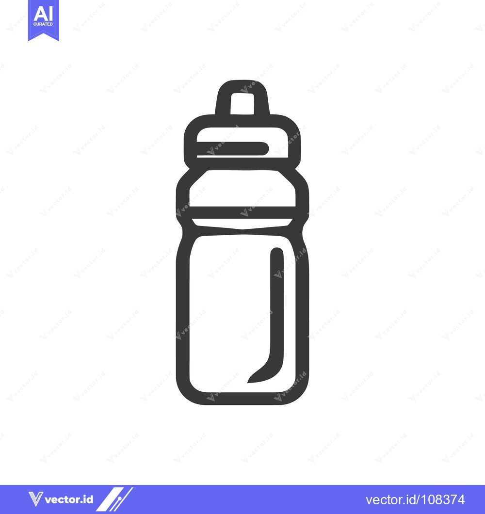 Premium Vector of Minimalist Water Bottle Icon: Black Outline on White Background