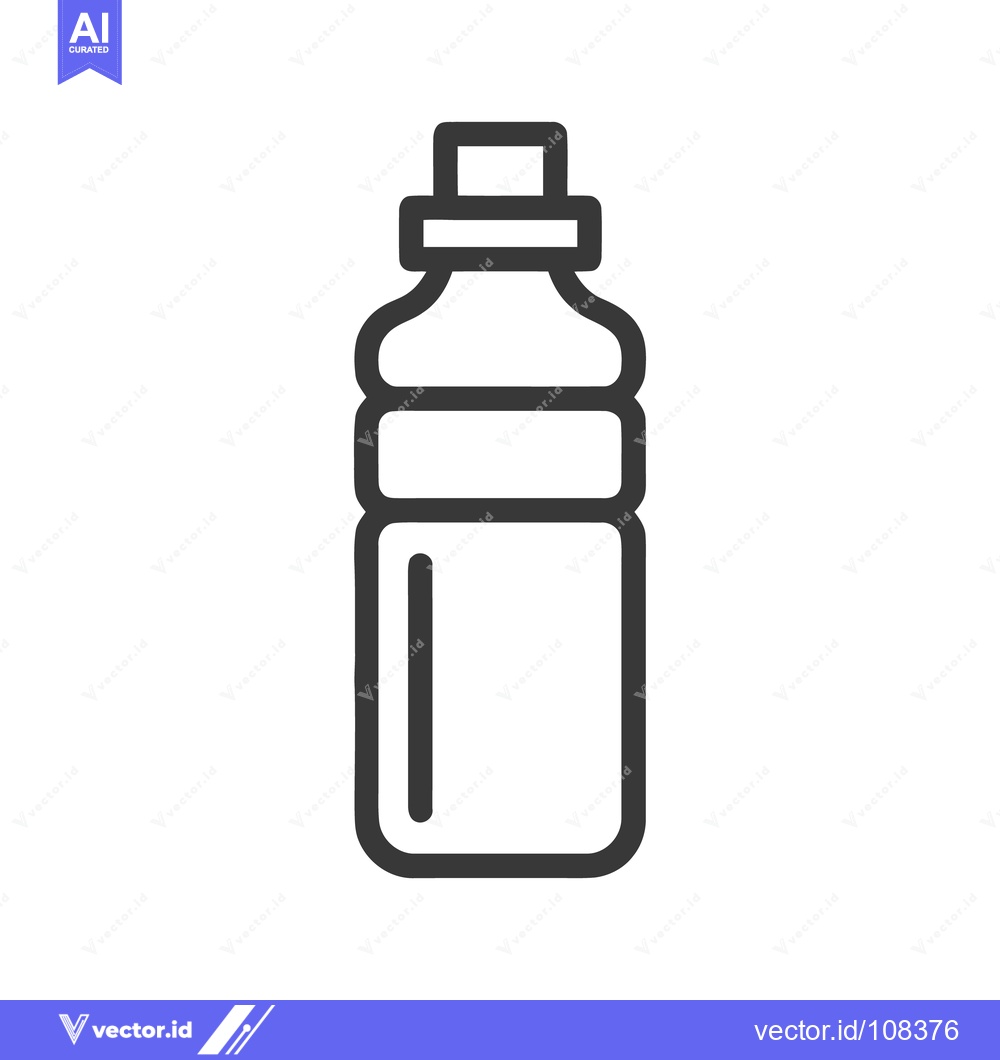 Premium Vector of Minimalist Water Bottle Icon: Clean Line Art on White Background