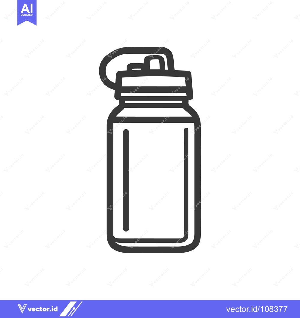 Premium Vector of Minimalist Water Bottle Icon: Clean Line Art for Hydration and Fitness