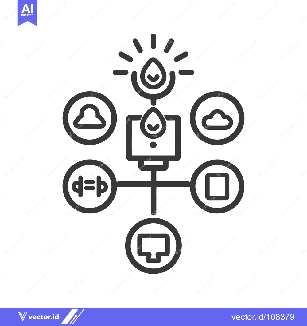 Premium Vector dari Water Drop Connected to Various Devices and Cloud Computing