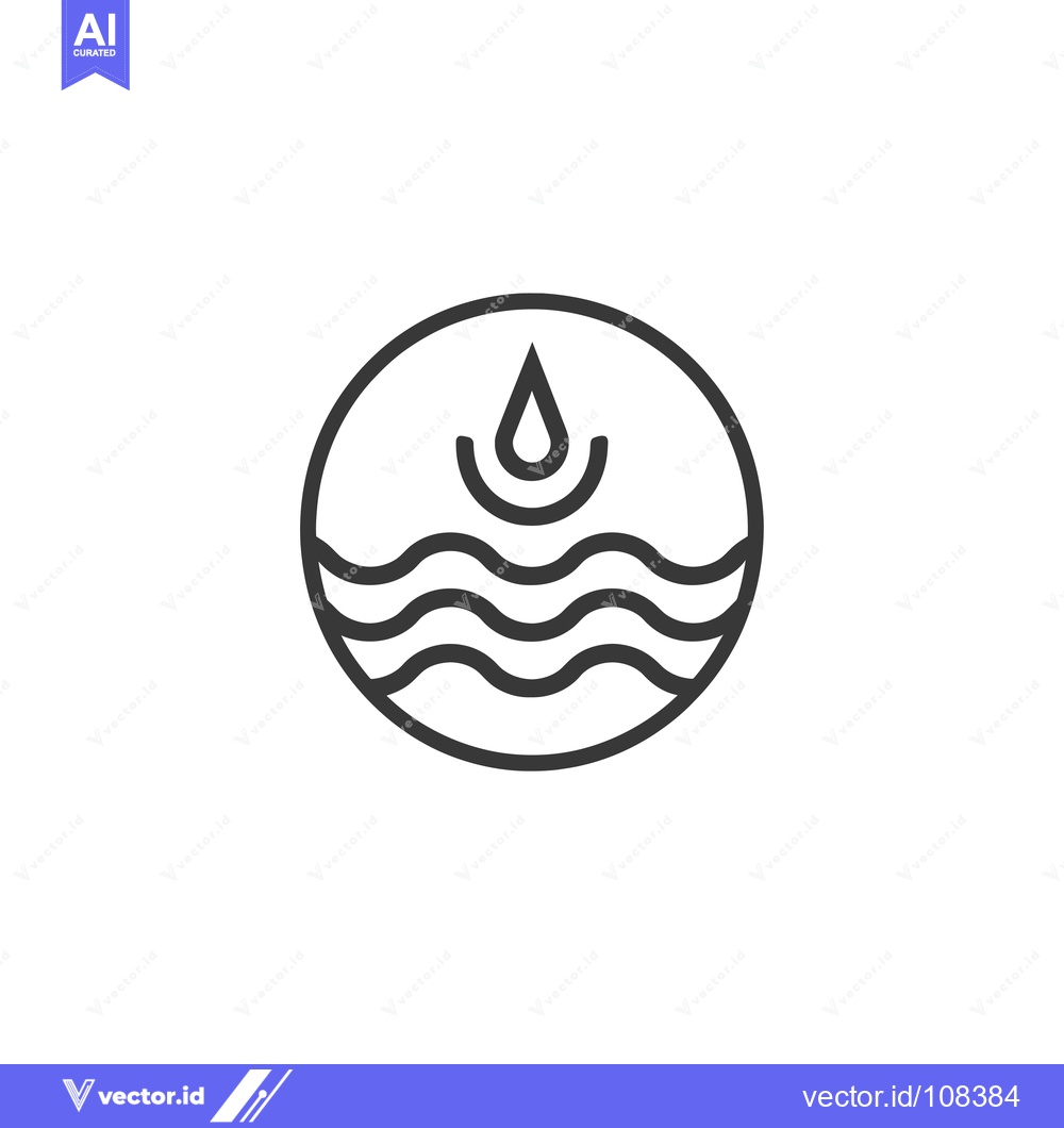 Premium Vector of Water Drop Icon in Circle with Waves