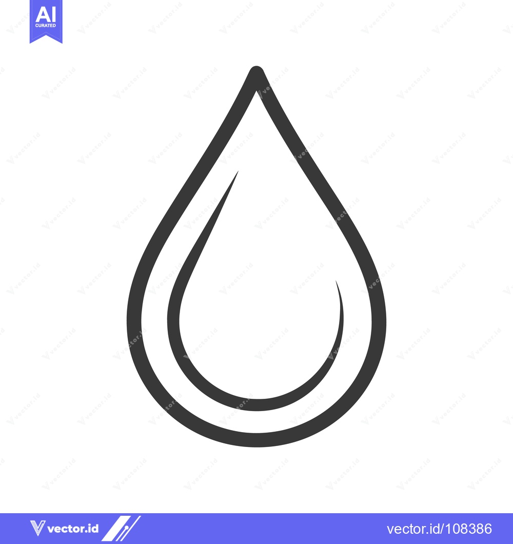 Premium Vector dari Minimalist Water Drop Icon: Clean Line Art Symbol on White Background
