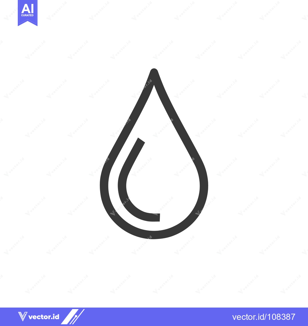 Premium Vector of Minimalist Water Drop Icon with Curved Line Detail on White Background