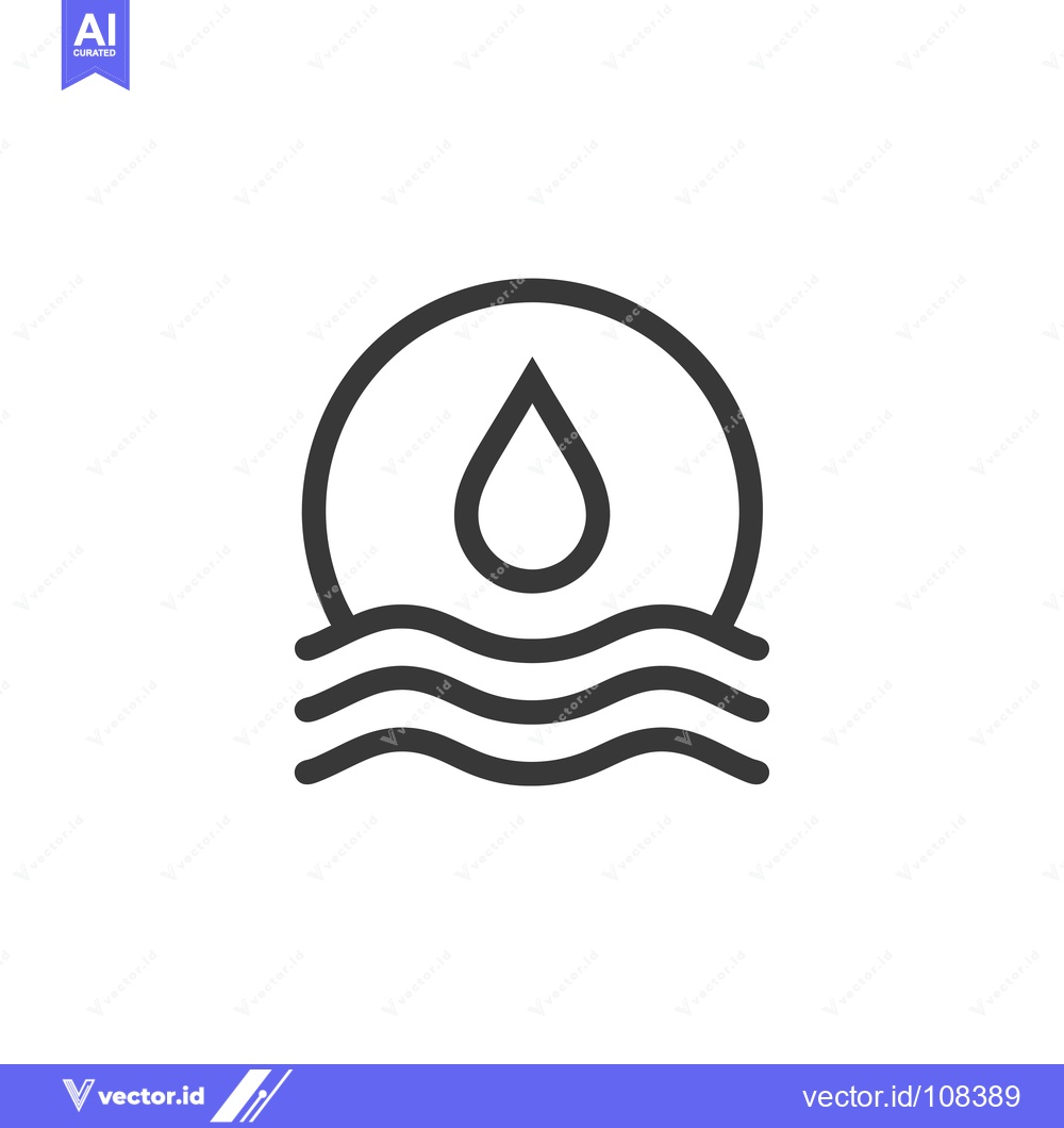 Premium Vector dari Water Drop Inside Circle Over Waves Icon