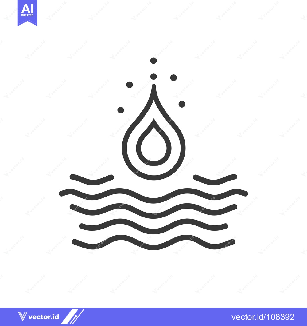 Premium Vector of Water Droplet Falling Into Waves
