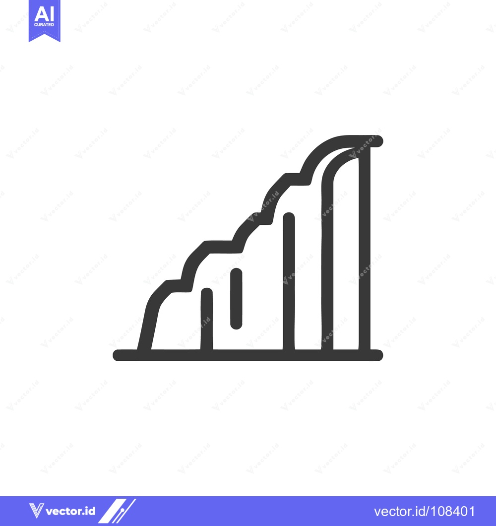 Premium Vector of Minimalist Waterfall Icon: Cascading Water, Simple Line Art Design