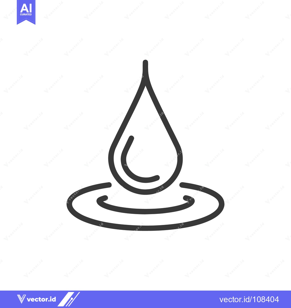 Premium Vector dari Minimalist Water Drop Icon with Ripple Effect, Black Outline