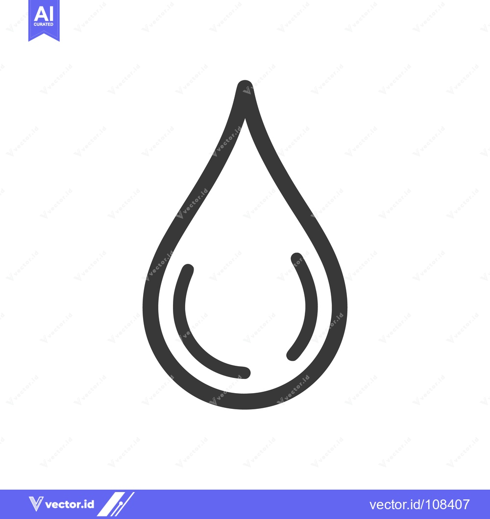 Premium Vector dari Minimalist Water Drop Icon: Clean Line Art Symbol on White Background