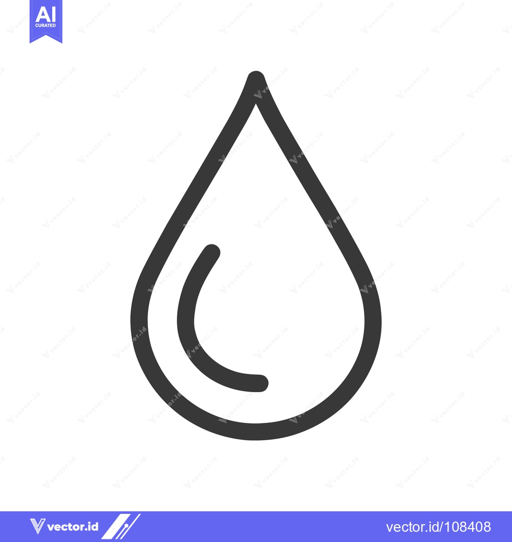 Premium Vector of Minimalist Water Drop Icon with Reflection, Clean Design, Isolated on